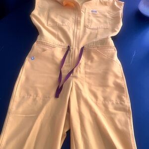 Figs Yellow Jumpsuit with Purple Accents